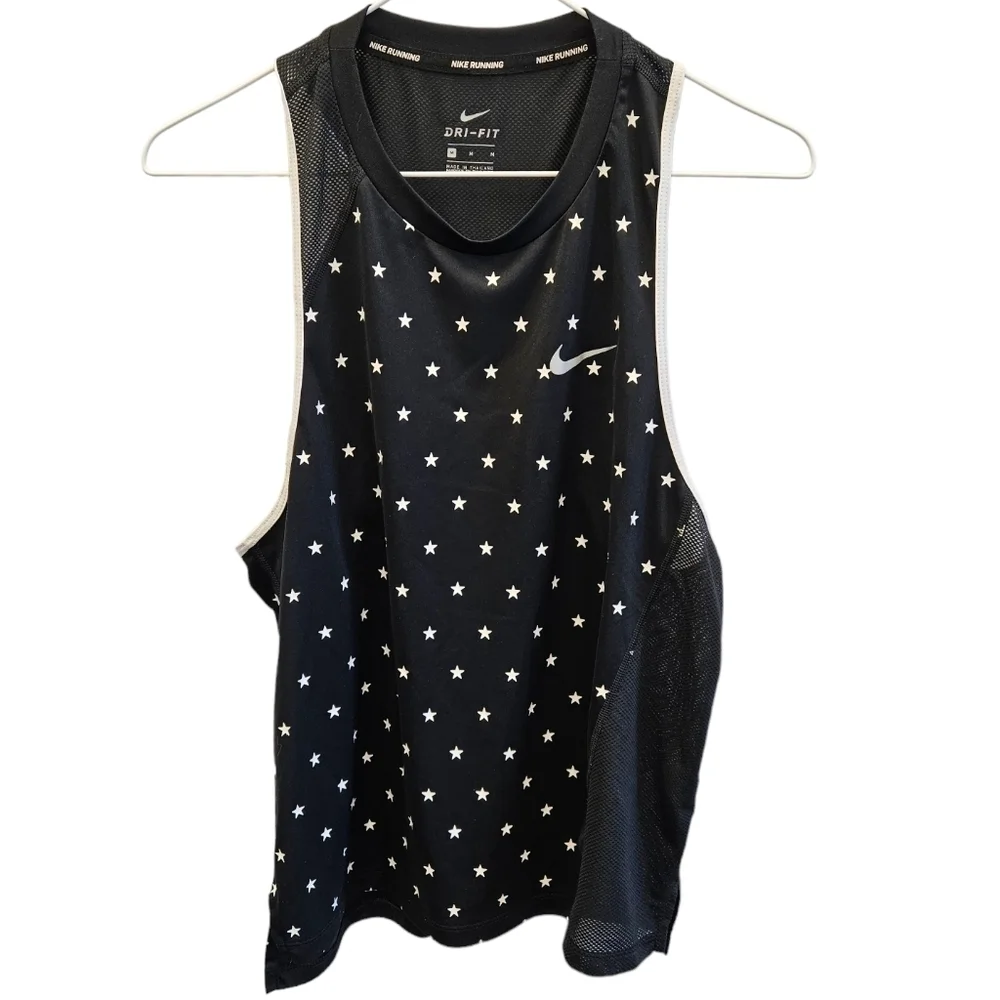 Nike Dri-Fit Running Black and White Stars Tank Top